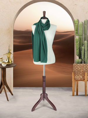 RIBBED STRETCH SCARF - EMERALD GREEN