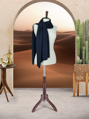 RIBBED STRETCH SCARF - NAVY