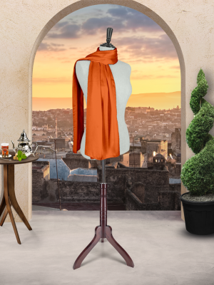 TURKISH SATIN SILK SCARVES - ORANGE FIRE