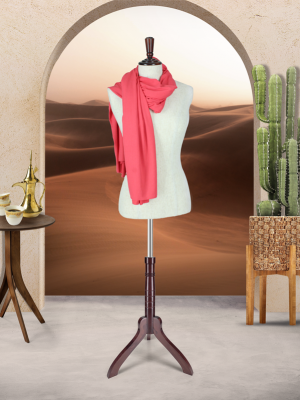 RIBBED STRETCH SCARF - CORAL PINK
