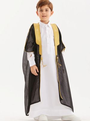 BOYS BISHT - BLACK/GOLD