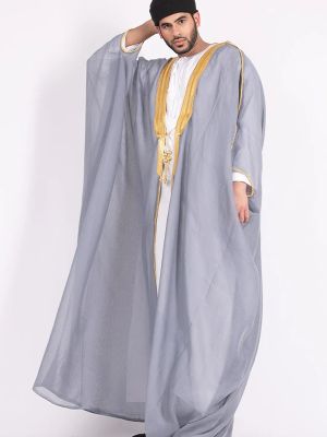 MEN'S BISHT - LIGHT GREY