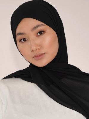 STRETCH CHIFFON - BLACK