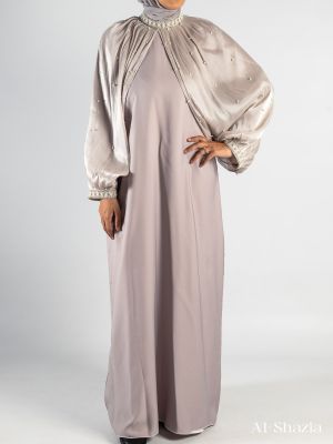 PEARL SLEEVE CAPE - LIGHT NUDE