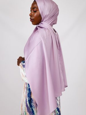 TURKISH SATIN SILK SCARVES -Lavender dreams