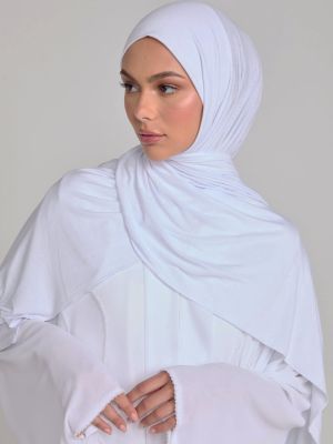 PLAIN STRETCH SCARF - WHITE
