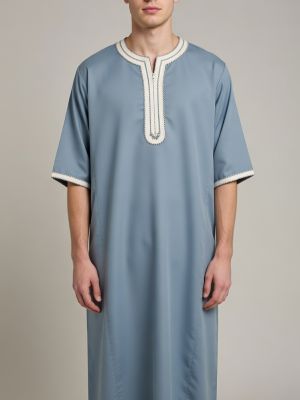 MOROCCAN THOBE - DENIM/CREAM