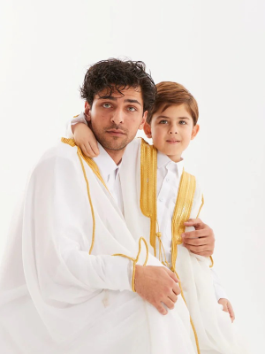 MEN'S BISHT - WHITE/GOLD