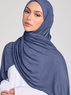 PLAIN STRETCH SCARF - DENIM
