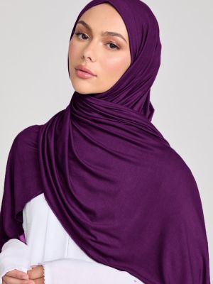 PLAIN STRETCH SCARF - DEEP VIOLET